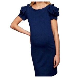 Pietro Brunelli Flower Sleeve Sheath Dress Maternity Size S Navy Blue